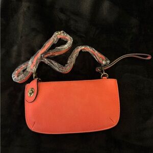 Shrimp/Coral Leather cross body/wallet Bag